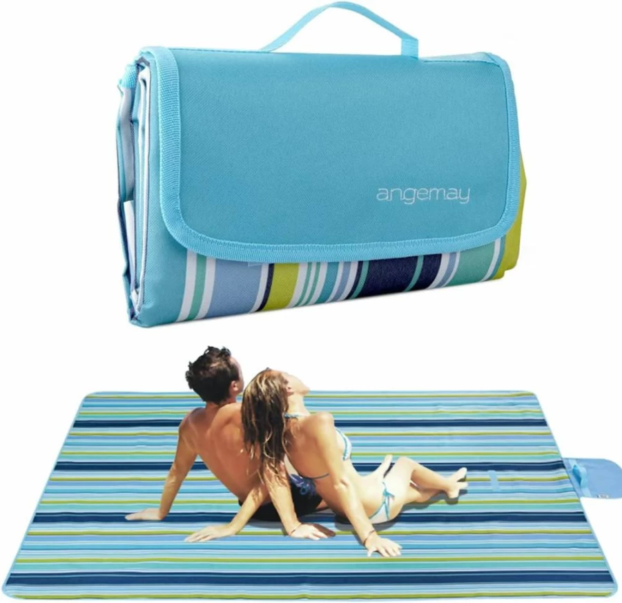 Angemay Waterproof Sandproof Picnic Blanket - Extra Large Portable Outdoor Mat for Beach, Camping, Hiking, and Festivals