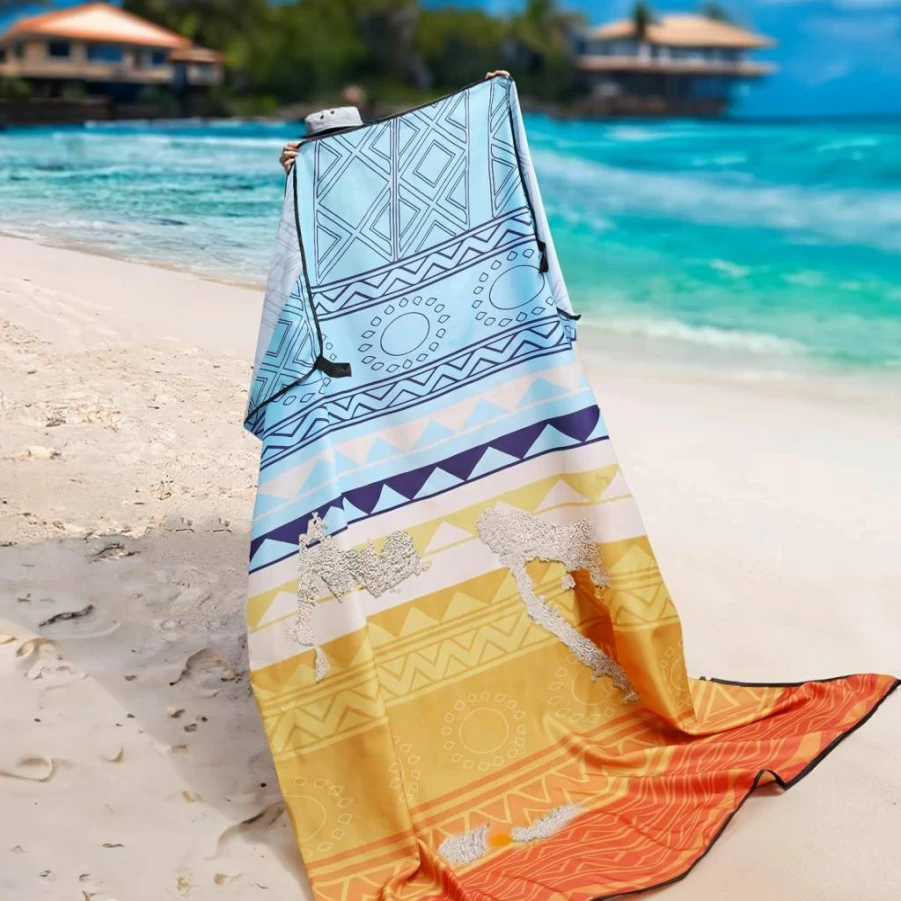 UMARDOO Waterproof Beach Blanket Sandproof - Large 86.6x70.8 Inch Quick Dry Travel Mat for Family, Portable with Carry Bag, Orange Vacation Essentials