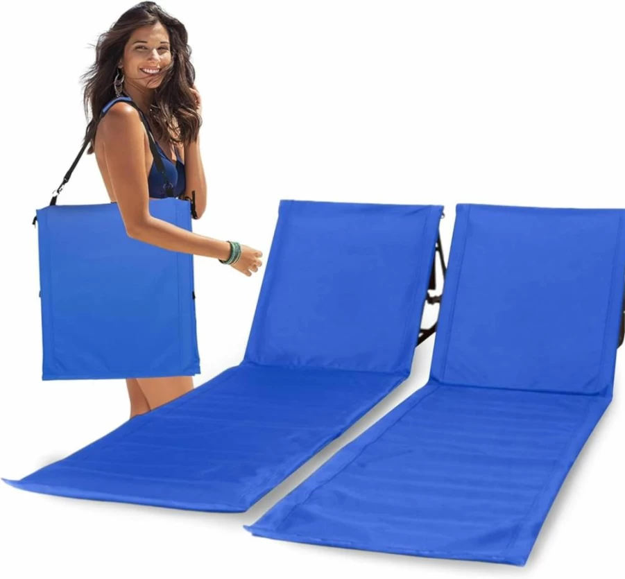 UNIPRIDE Lightweight Beach Chair for Adults - Portable, Sand-Free, Waterproof Lounge Chair for Tanning, Relaxing at Beach, Pool, or Outdoor - Compact Folding Design in Sea Blue