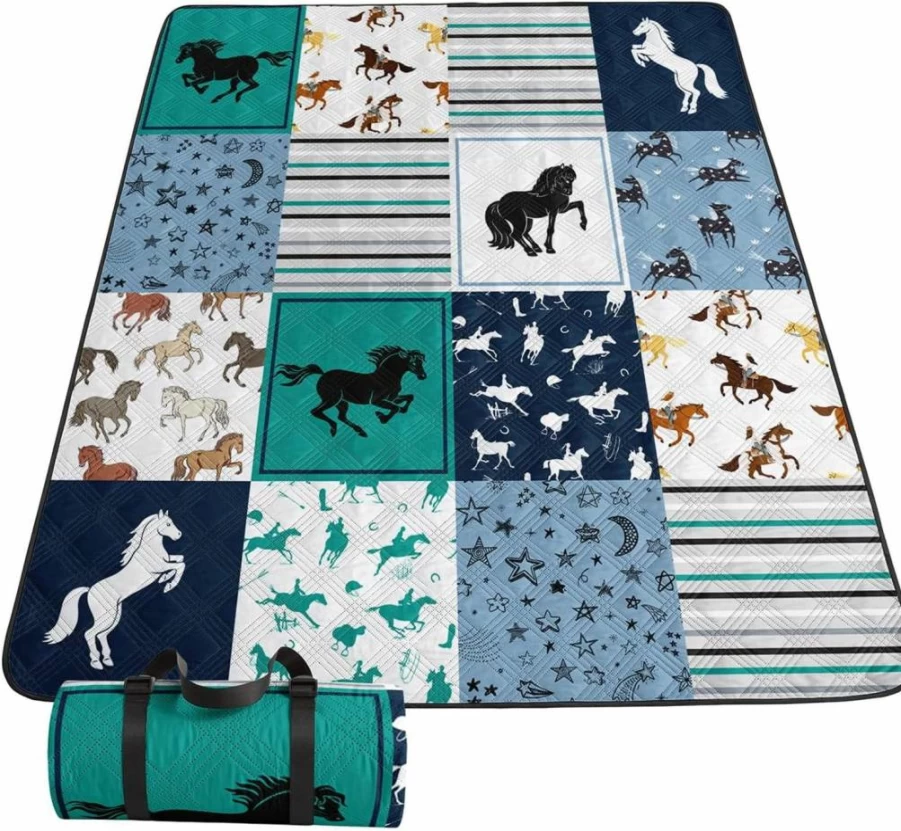Smell Sunshine Waterproof Picnic Blanket - Sandproof Portable Outdoor Mat for Beach, Camping & Hiking - Football Goal Time Printed Design for Grass & Sand