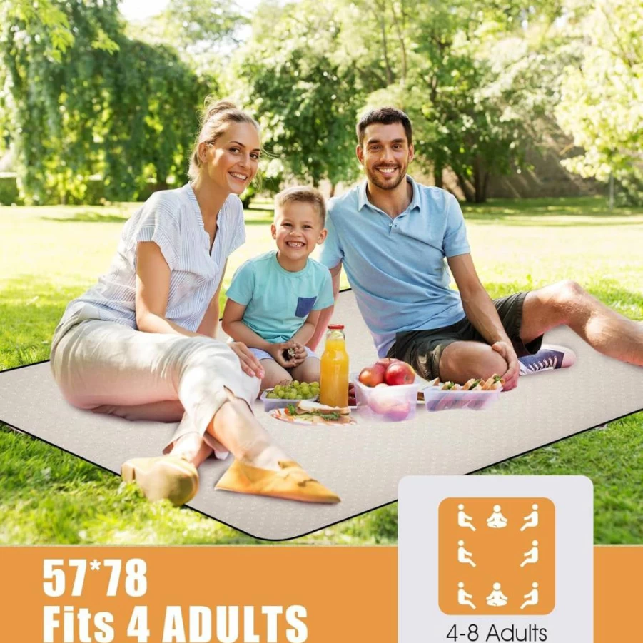 G GOOD GAIN Waterproof Picnic Blanket - Large Sandproof Outdoor Beach Mat, Portable Camping & Park Blanket for Hiking, Travel, Concerts, Grass (Yellow Flower)