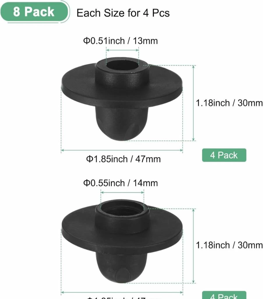 M METERXITY 8-Pack Camping Chair Feet Replacement - 16mm Anti-Slip Leg Covers for Hiking, Fishing & Outdoor Stools - Durable Black Chair Foot Caps