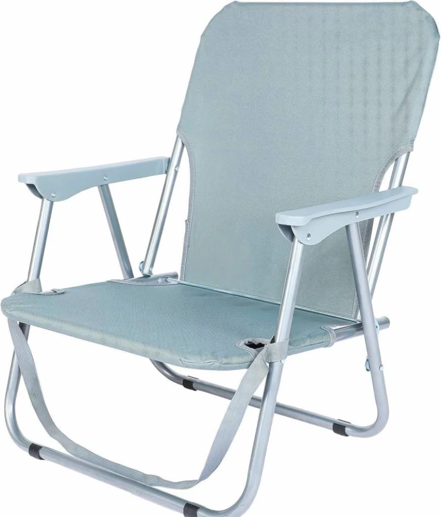 YSSOA Heavy-Duty Portable Folding Chair for Adults - 600D Oxford Fabric & Steel Frame Camping Beach Chair for Outdoor, Picnic, BBQ - Compact Grey 1-Pack
