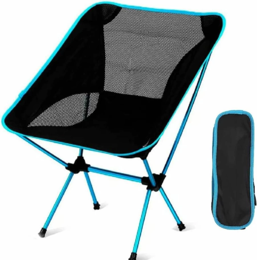 THE FINIX Portable Folding Camping Chair - Heavy Duty Aluminum Frame, Lightweight Beach Lawn Seat for Adults, Easy Assemble Recliner, Black Outdoor Accessories