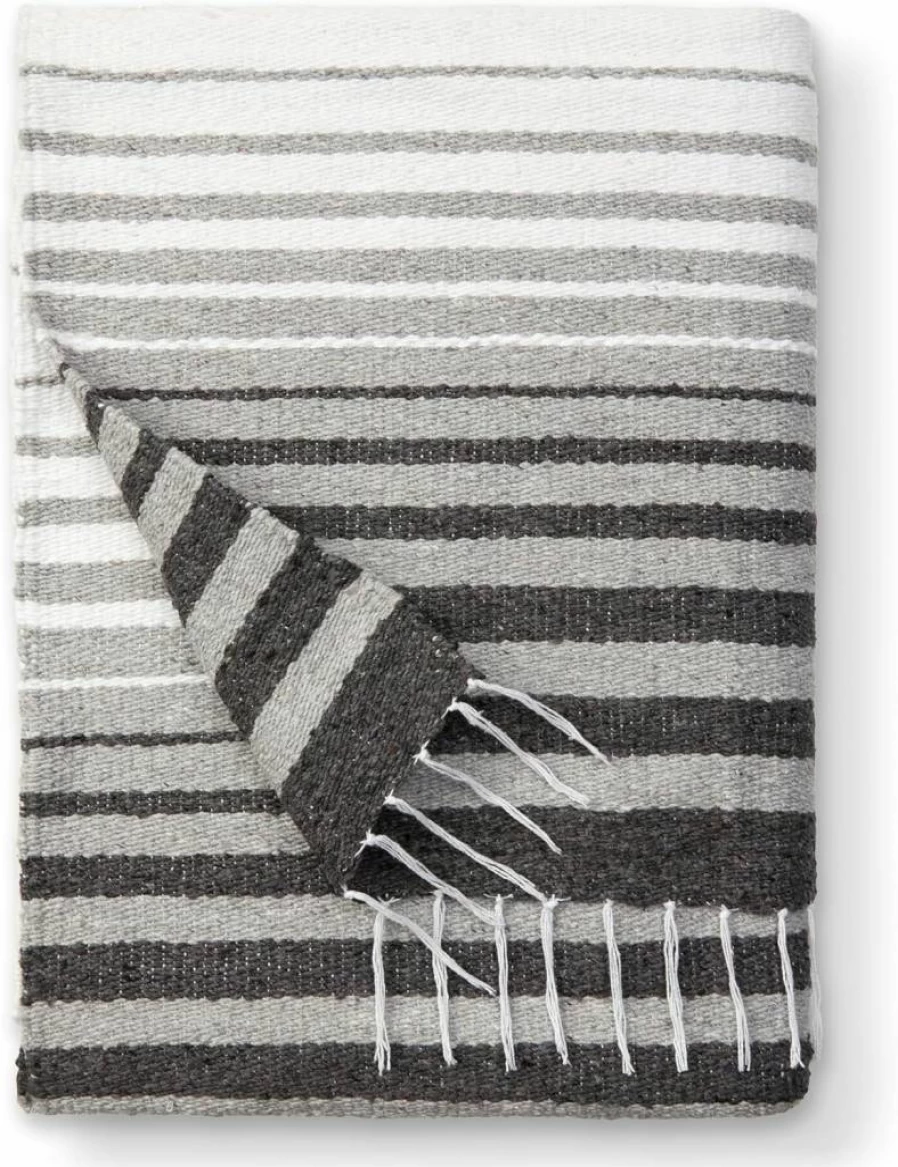 Laguna Beach Textile Co Handmade Mexican Serape Blanket - Traditional Beach, Yoga, Camping Throw - Slate & Sand Decorative Blanket