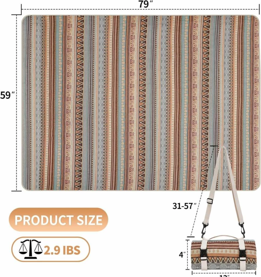 G GOOD GAIN Extra Large Waterproof Picnic Blanket - Sandproof Portable Outdoor Mat for Beach, Camping, Park, Hiking, Travel & Concerts (Orange)