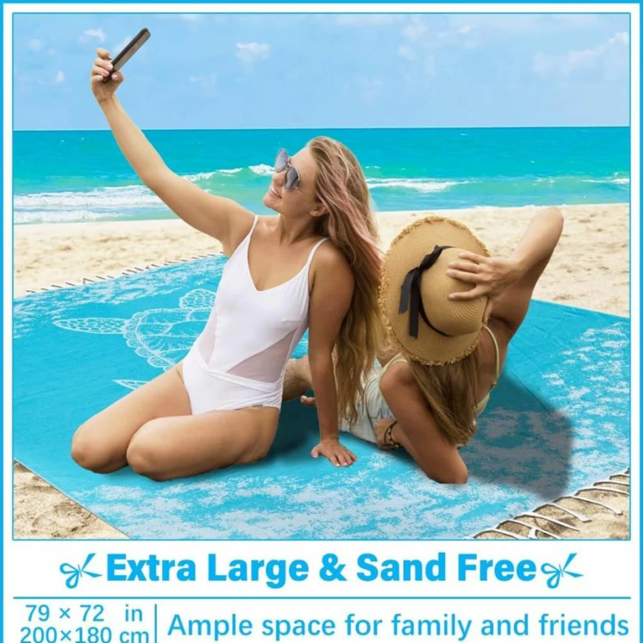 Vikumond Oversized Cotton Beach Towel - Extra Large Sandproof Blanket for Adults, Boho Woven Picnic & Camping Essential, Giant Throw for Outdoor Use