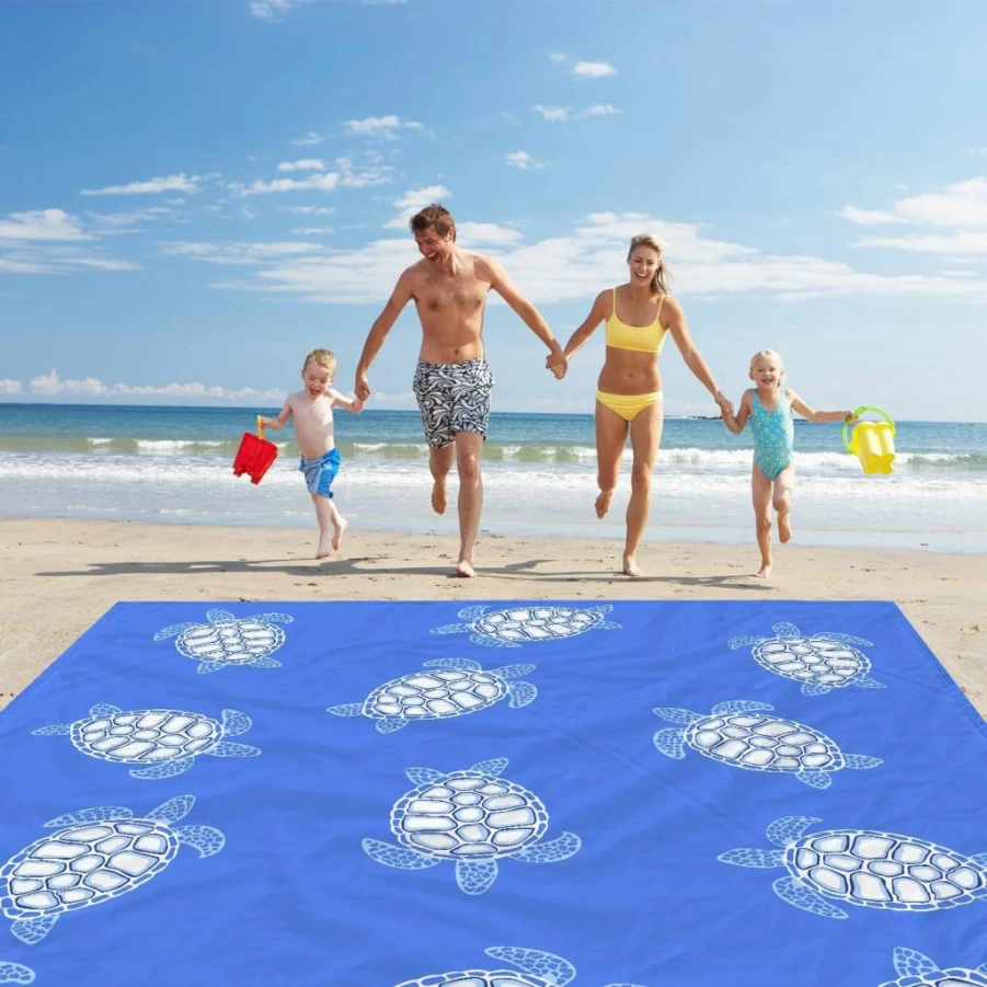 BEW Extra Large 9x10 FT Waterproof Beach Blanket - Lightweight Sandproof Picnic Mat for 8 Adults, Perfect for Travel, Camping, Hiking & Outdoor Vacations