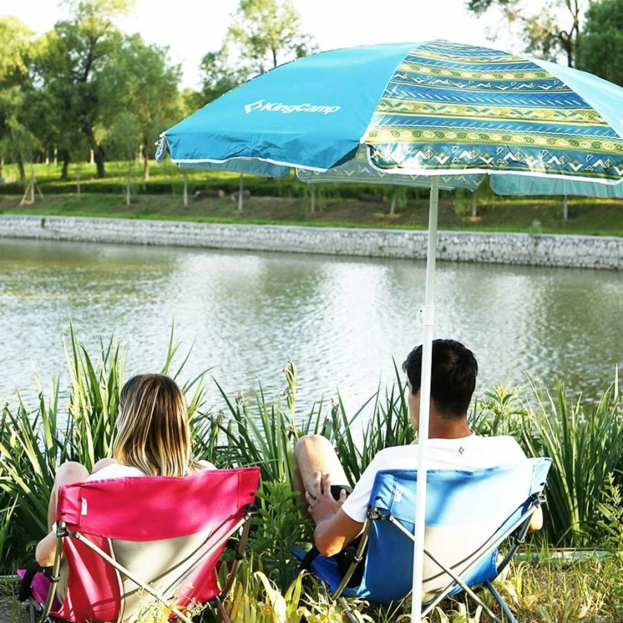 KingCamp 2-Pack Lightweight Folding Beach Chairs – Portable Cyan & Rose Red Outdoor Lounge Chairs for Sand, Camping, Travel