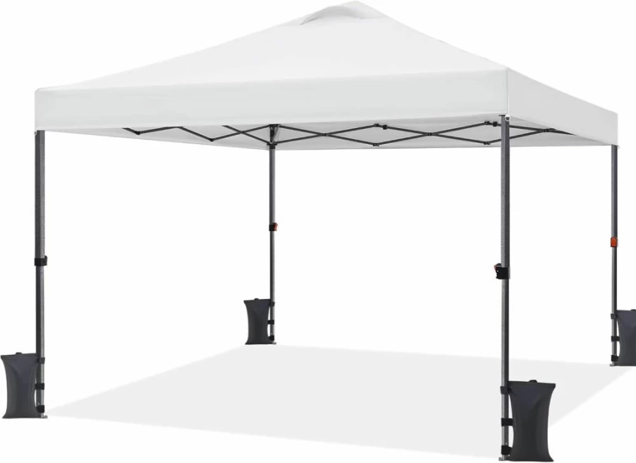 Yaheetech 10x10 Pop Up Canopy Tent with Wheeled Carry Bag, 150D Silver Coated Waterproof Outdoor Instant Shelter for Camping, Beach, Parties - Includes 8 Stakes, 4 Ropes & 4 Sandbags