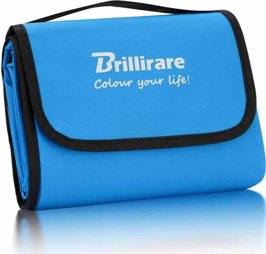 BRILLIRARE Sandproof Waterproof Beach Blanket 80"x63" - Oversized Portable Picnic Mat for Camping, Park, Travel, Concerts, Family Outdoor Activities (Blue)