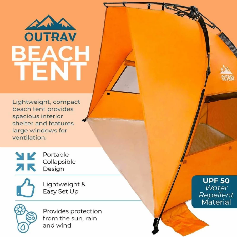 Outrav Beach Tent - Portable Sun Shelter for Family, Quick Setup, Lightweight for Camping, Fishing & Outdoor Activities
