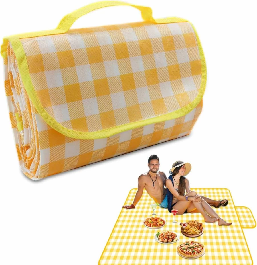 Wulitaotao Waterproof Outdoor Picnic Blanket 80x60 Inch - Sandproof, Foldable & Portable Beach Mat for Camping, Lawn, Travel, and Family Outings