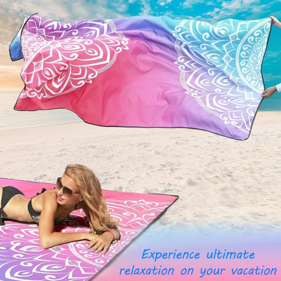 AISPARKY Waterproof Beach Blanket - Sandproof Picnic Mat for Camping, Travel & Outdoor Activities, Oversized 79"x83" to 120"x108", Quick-Drying, Lightweight & Portable for 1-8 Adults