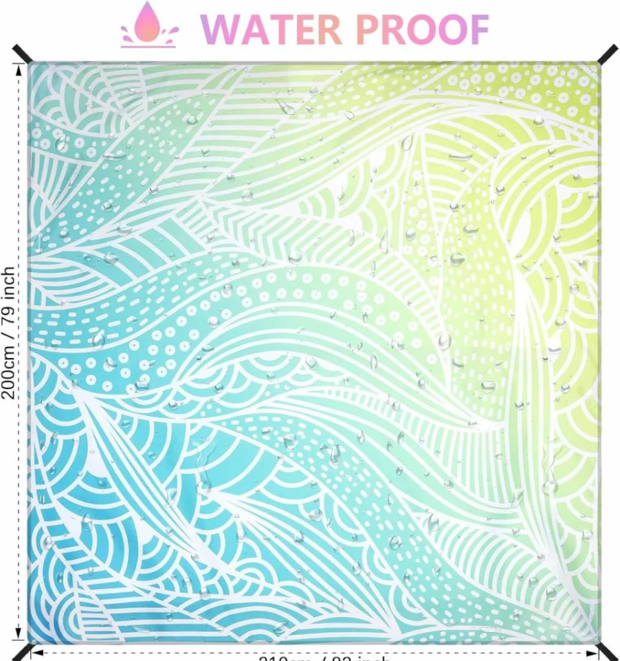 AISPARKY Waterproof Beach Blanket - Extra Large Sandproof Picnic Mat for Outdoor Travel, Camping & Hiking - Quick Dry Portable Ground Cover