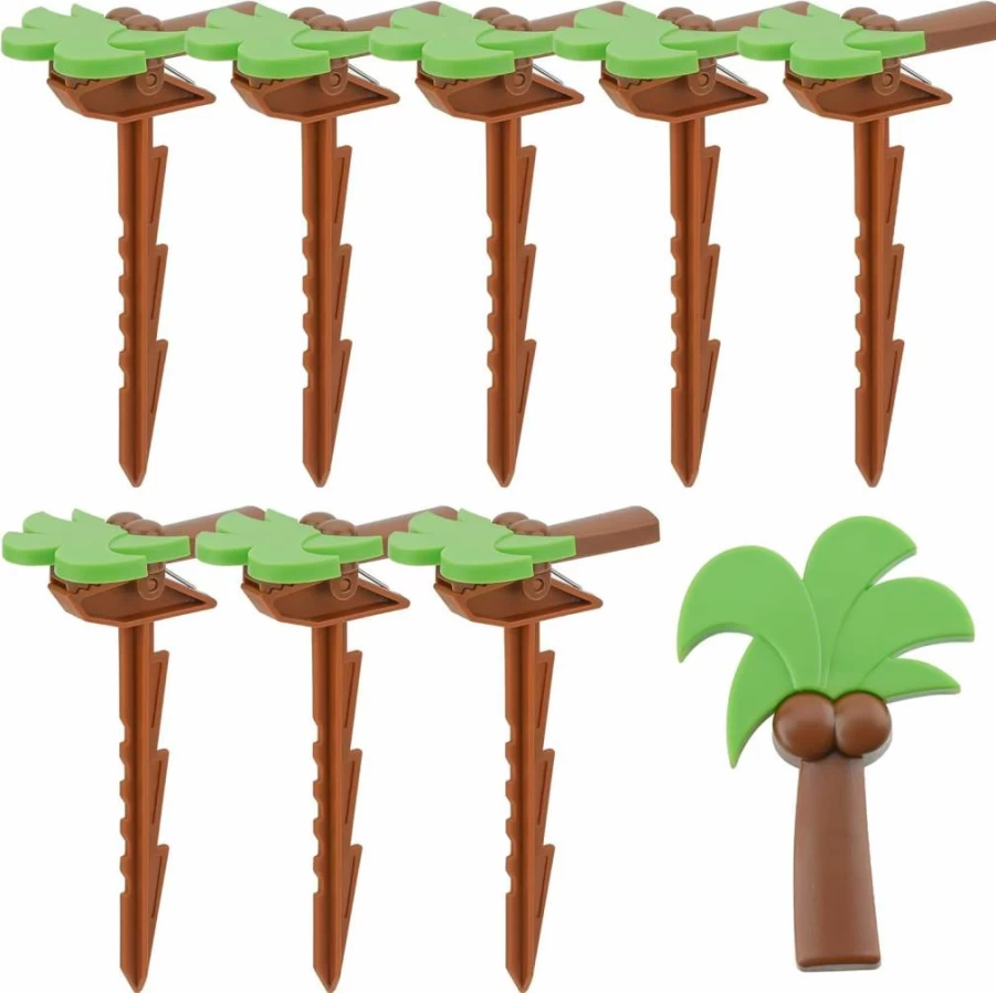 SHIDOW Beach Stakes - Heavy Duty Sand Anchors for Towels, Picnic Blankets, and Mats | Coconut Palm Tree Design | Outdoor Vacation Accessories