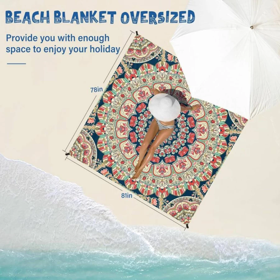 Aroveea Waterproof Sandproof Beach Blanket - Extra Large 78"x81" Lightweight Travel Mat for Adults, Compact & Durable for Camping, Hiking, Picnics