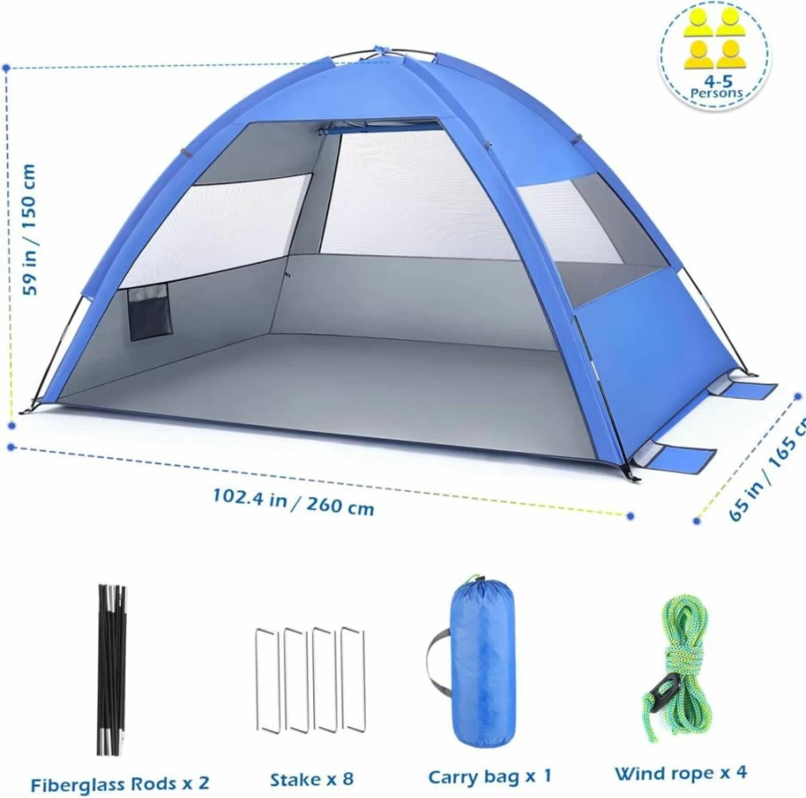 KESYOO Large Family Beach Tent - Portable Sun Shelter for Camping, Hiking & Outdoor Activities - Easy Setup Navy Travel Tent
