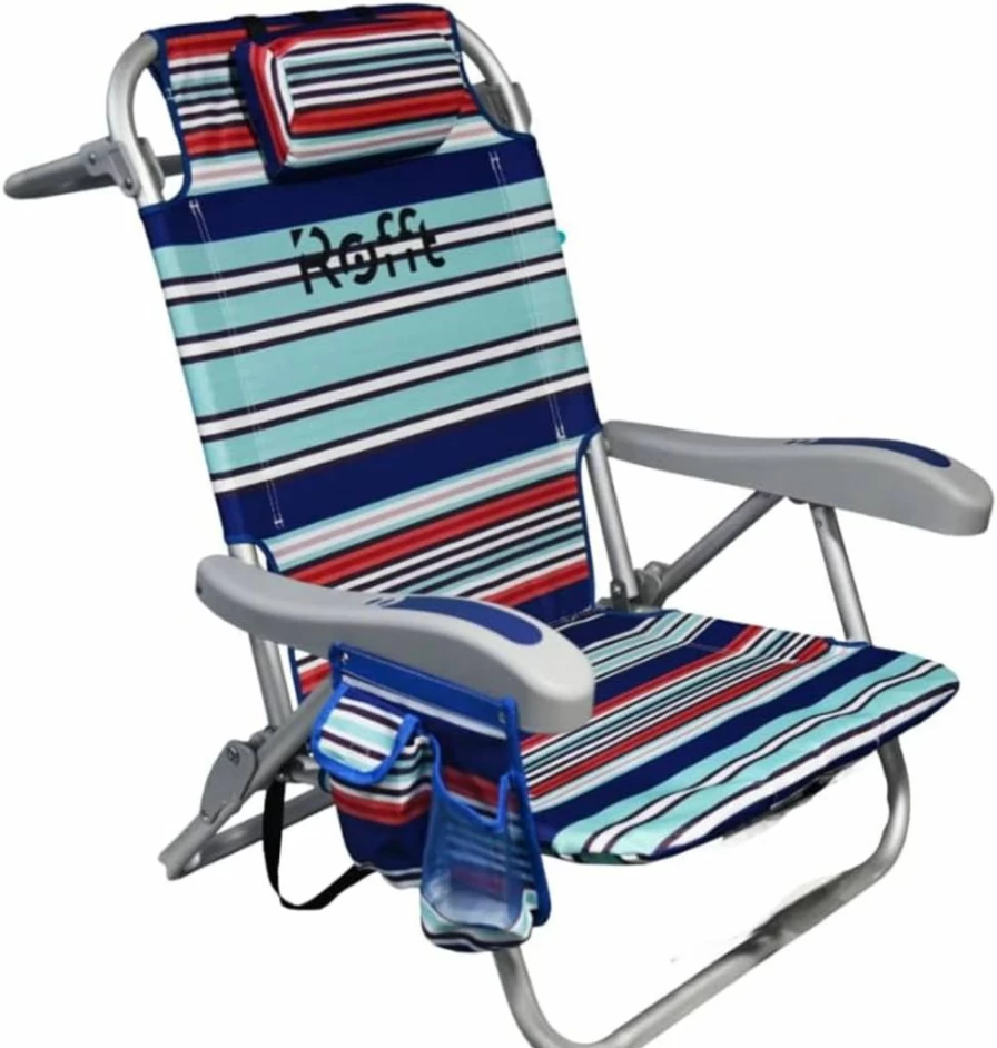 ROFFT Premium Oversized Beach Chair - 5-Position Reclining, Heavy-Duty & Lightweight with Backpack Straps, Large Storage Pocket & Cup Holder for Adults & Seniors