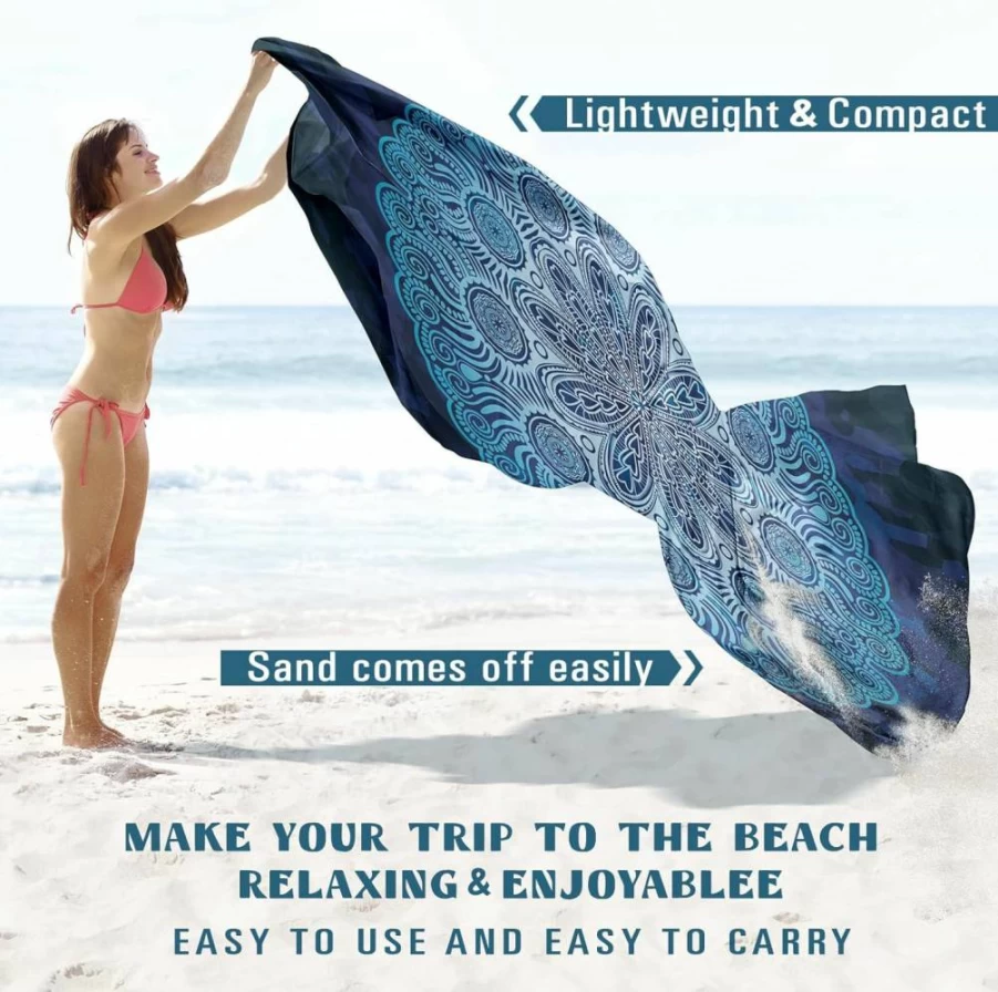Famstar Oversized Beach Blanket 78"x81" Sandproof & Waterproof – Lightweight, Portable Mat for 1-5 Adults, Perfect for Travel, Camping, Picnics