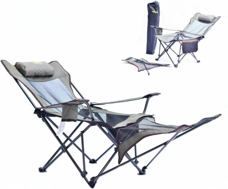 NIREI Portable Folding Chair - Lightweight Outdoor Lounge Chair with Detachable Mesh Sand for Beach, Fishing, Camping, and Leisure, Black and Green