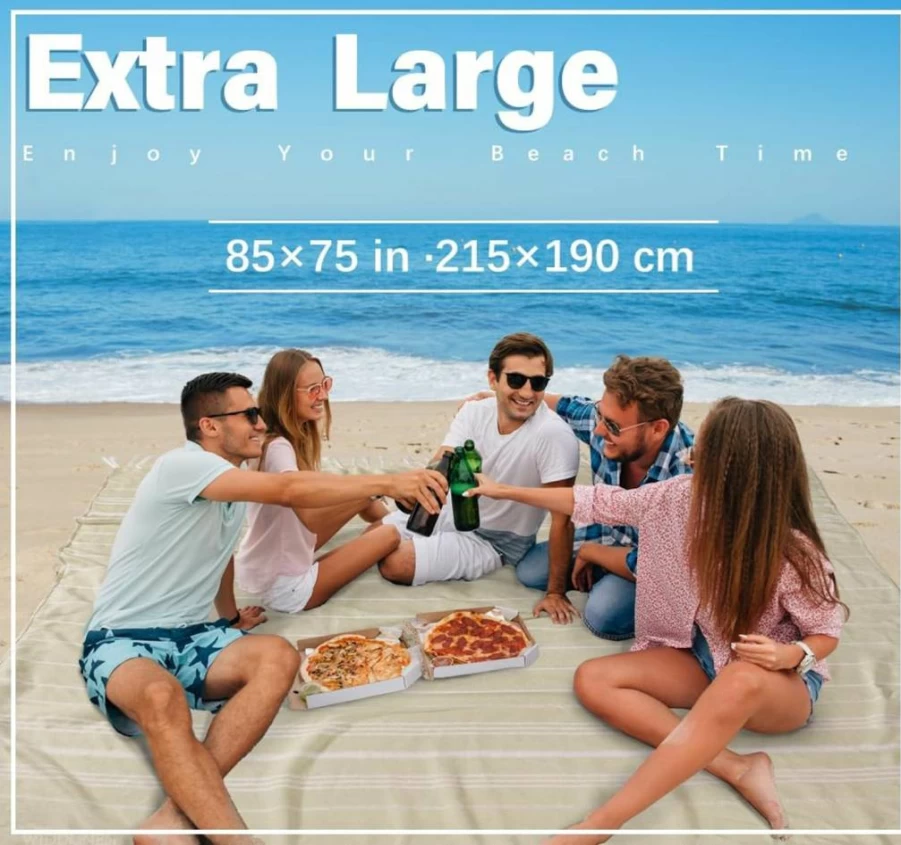 Widdonen Extra Large Turkish Beach Towel - 85"x75" Cotton Oversized Blanket for Bath, Pool, Picnic & Outdoor, Sand-Free, Thick & Soft, Grey - Perfect Cloud Gift for Adults