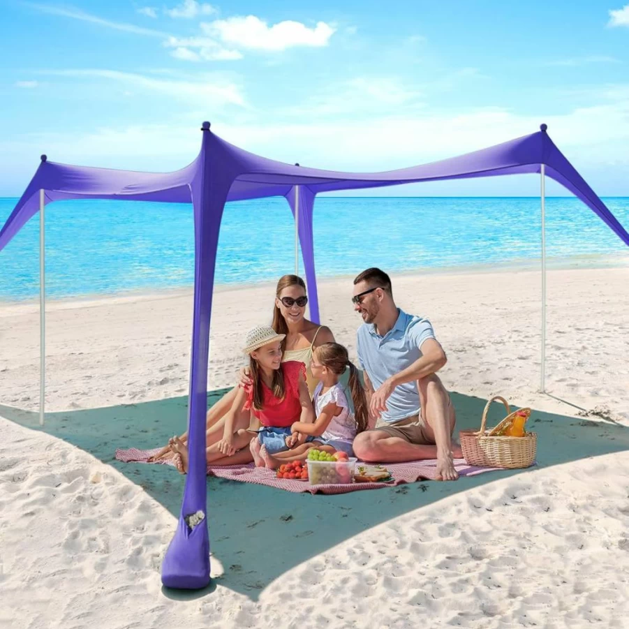 Clothclose Beach Tent Sun Shelter - 9.8' x 6.5' Portable Canopy with UPF 50+ Protection, Sandbags, Stability Poles & Anti-Wind Ropes for Camping, Picnics & Outdoor Shade