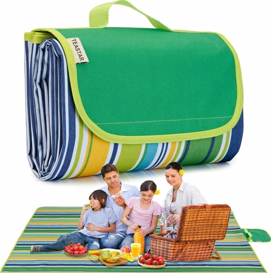 TEASTAR Waterproof Picnic Blanket - Extra Large Sandproof Beach Mat for Outdoor Camping, Travel, Lawn & Stadium - Foldable Portable Design