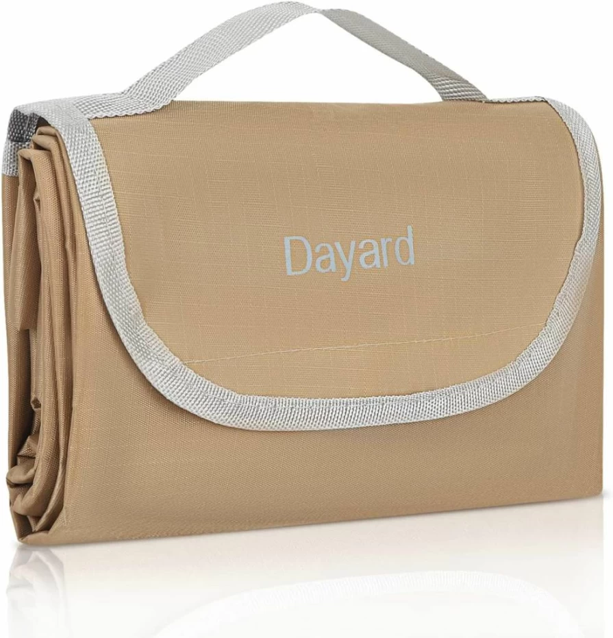 DAYARD Waterproof Picnic Blanket - Sand Free, Foldable & Portable Outdoor Mat for Beach, Camping, Park, Hiking (Khaki)