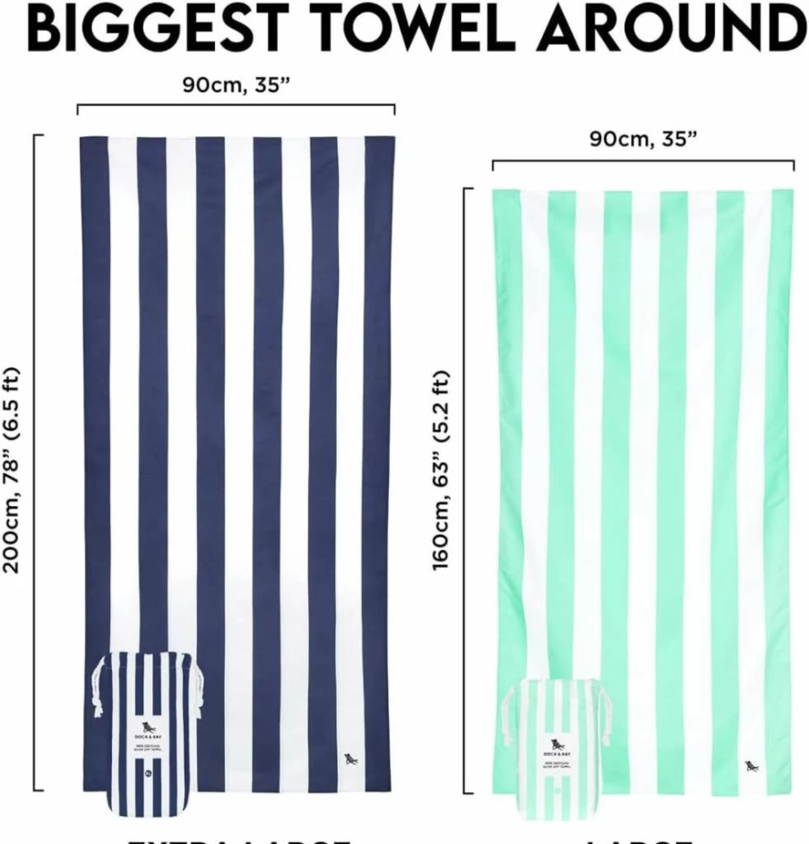 Dock & Bay Extra Large Quick Dry Beach Towel - 100% Recycled Sand Free Compact Towel with Carry Bag - Lightweight Cabana Towel in Boracay Yellow