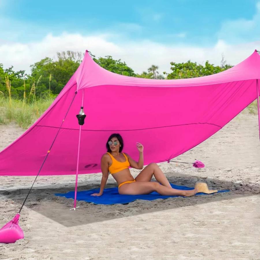 Red Suricata Tent Cup Holder - Adjustable Drink Accessory for Canopy, Sun Shade & Camping Poles - Securely Holds Bottles, Cans or Travel Mugs