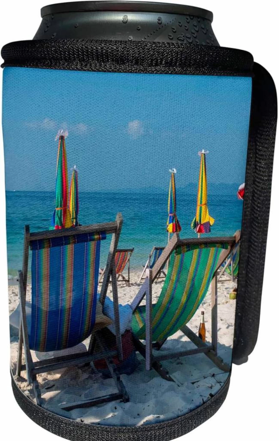 3dRose Insulated Can Cooler Bottle Wrap - Tropical Beach Design Featuring Thailand's Phuket and Phi Phi Islands Scenery