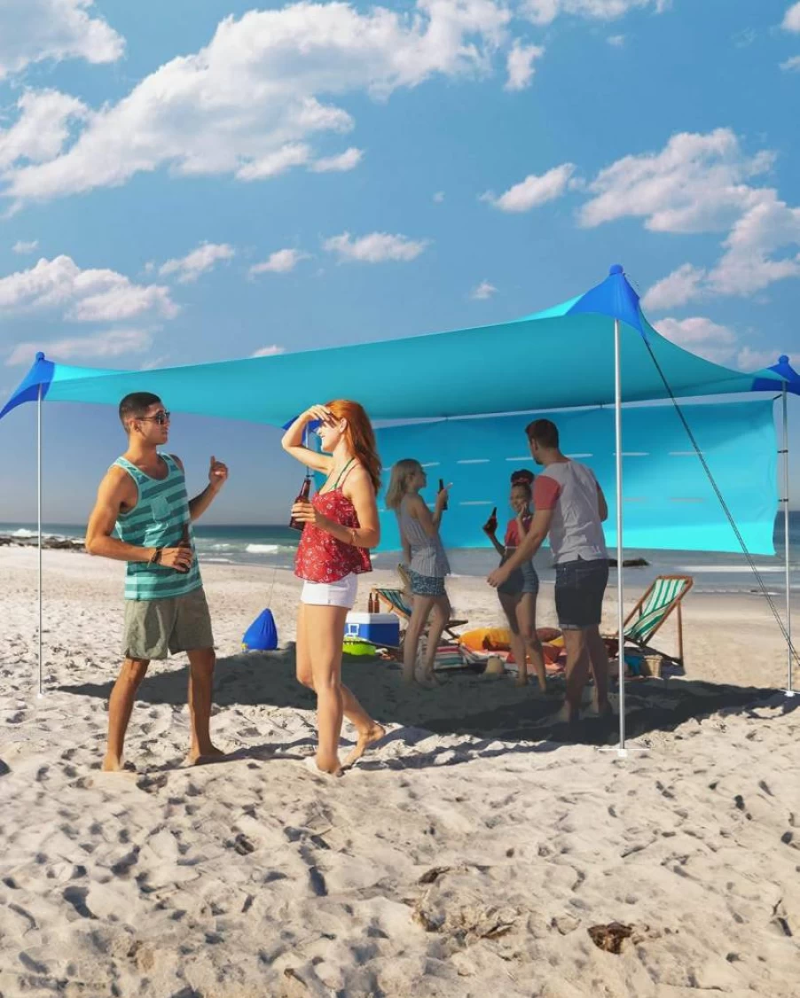 TOURIT 11x11FT Beach Tent with UPF50+ Sun Protection, Windproof Design for Camping, Fishing, Backyard - Portable Sun Shelter Canopy, Green