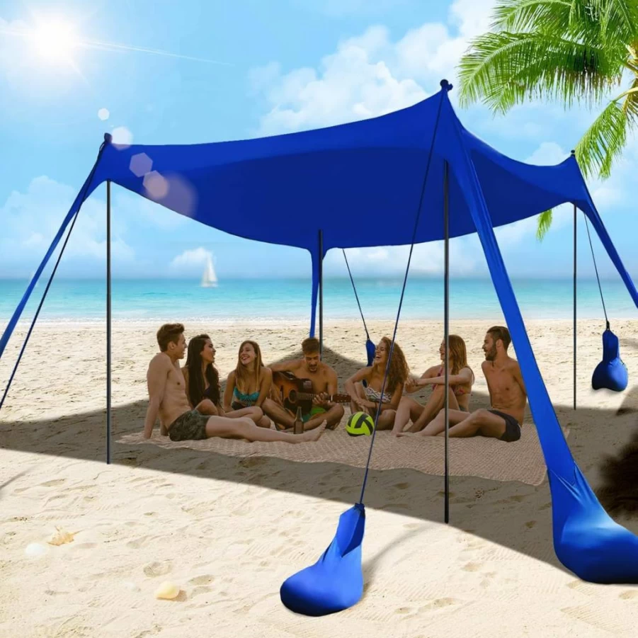 Besuhot 10x10FT Beach Tent Sun Shelter with UPF 50+ Protection, Portable Canopy for Camping, Fishing, Backyard, Includes 8 Sandbags