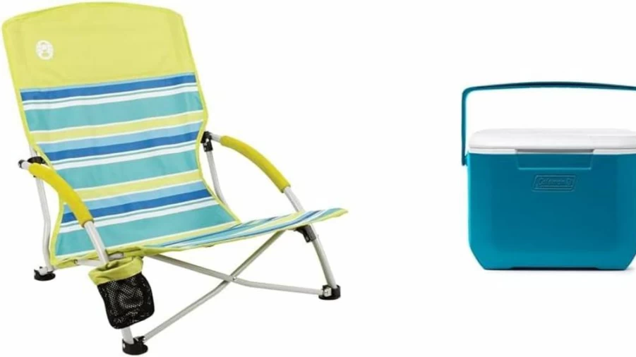 Coleman Utopia Breeze Lightweight Folding Beach Chair with Cup Holder, Carry Bag & 250Lbs Capacity – Portable for Outdoor, Camping & Travel