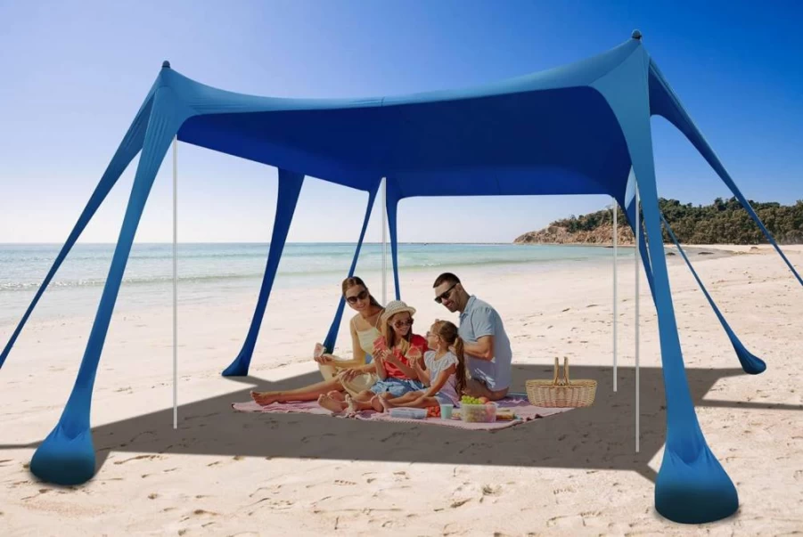 Bailinghai 10x13FT Beach Tent Sun Shelter with UPF50+ Protection, Sandbags, Shovel & Stability Poles for Camping, Fishing, Backyard