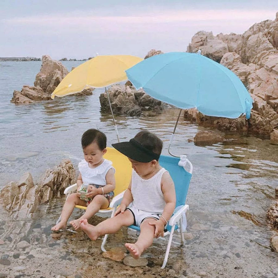 Heayzoki Folding Beach Chair with Adjustable Umbrella - Portable Camping Chair for Adults and Kids, Lightweight Outdoor Lawn Sand Chair with Canopy Shade for Picnics, Travel & Beach
