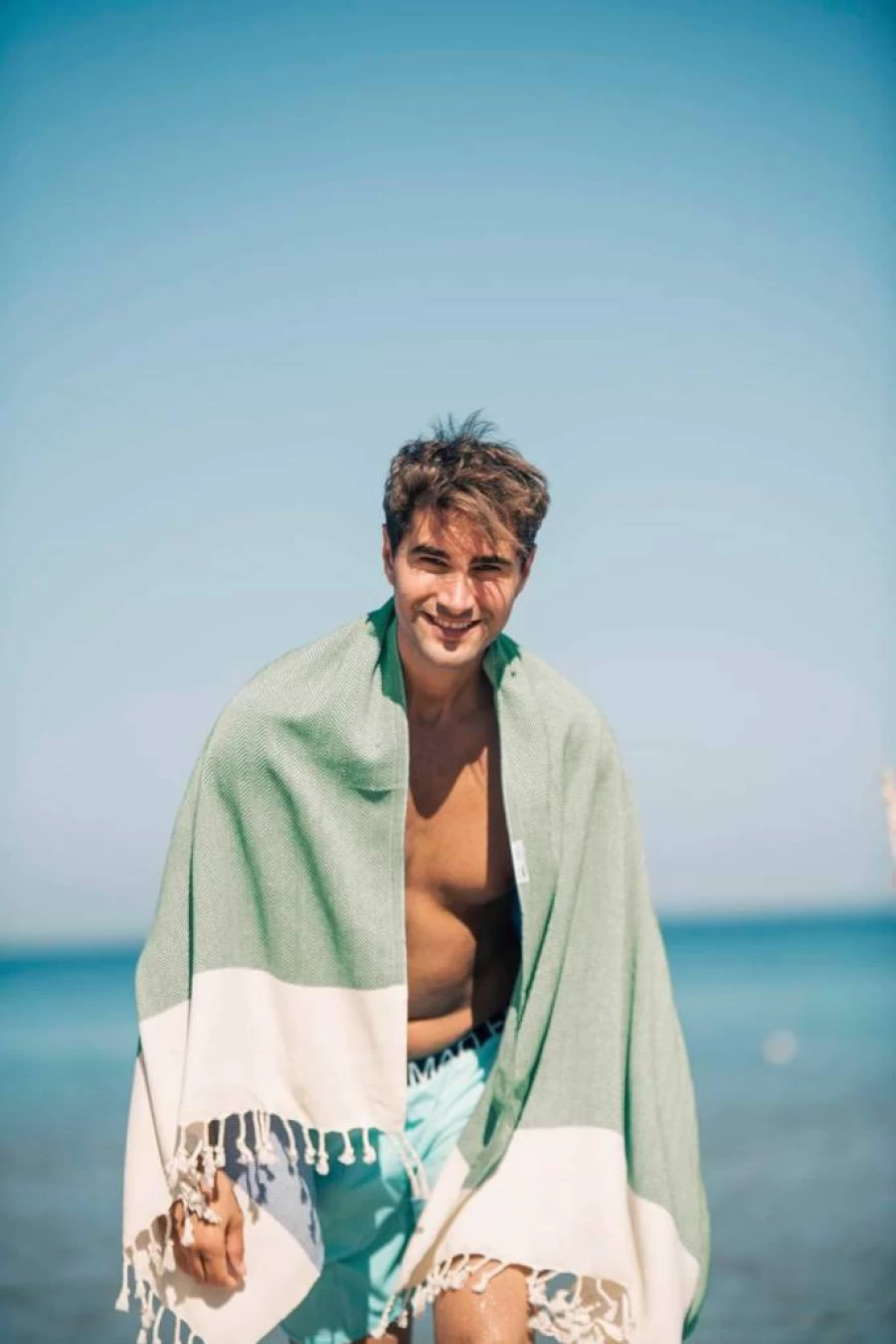 Bazaar Anatolia Turkish Cotton Beach Towel - 71x39 Inch Oversized, Quick-Dry, Sand-Free, Lightweight Bath Towel in Hot Pink Fuscia Herringbone Design