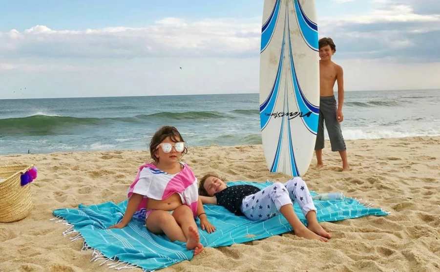 Bersuse Premium 100% Cotton Peshtemal Beach Blanket - Extra Large 61x82 Inches, Quick-Dry Lightweight Turkish Towel, Aqua Marine, XL Throw Blanket for Travel & Outdoor