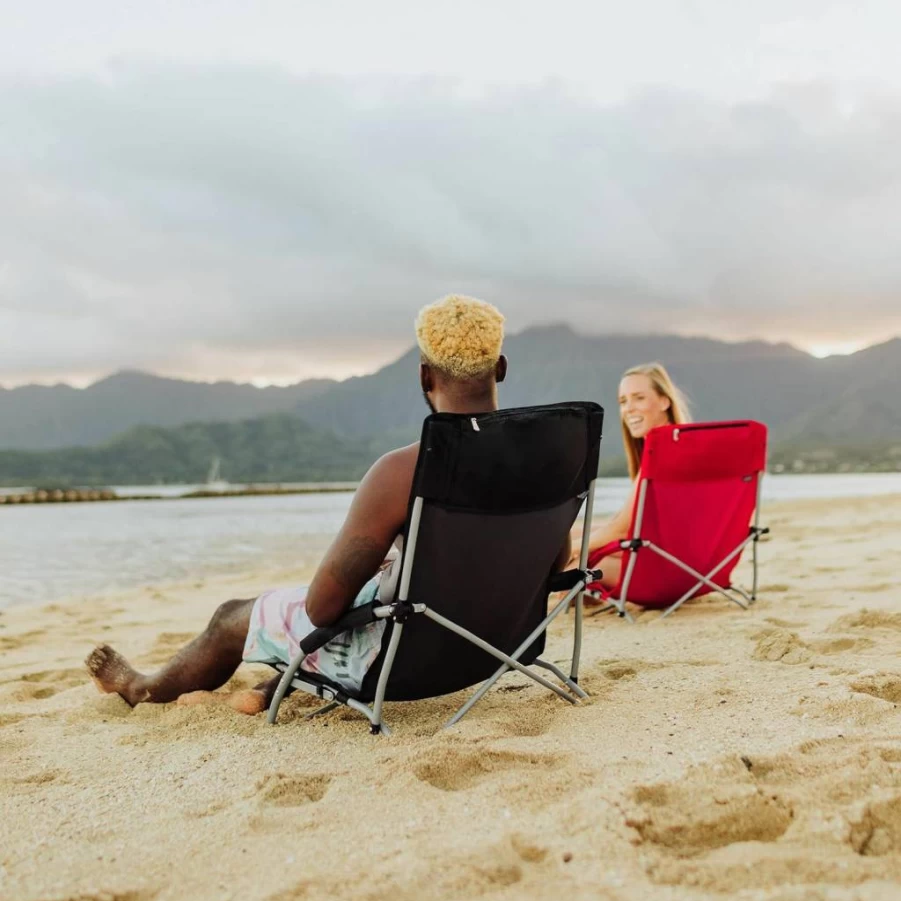 PICNIC TIME Oniva Tranquility Low Beach Chair with Carry Bag - Portable Folding Lounge Chair for Outdoor, Sand, Camping