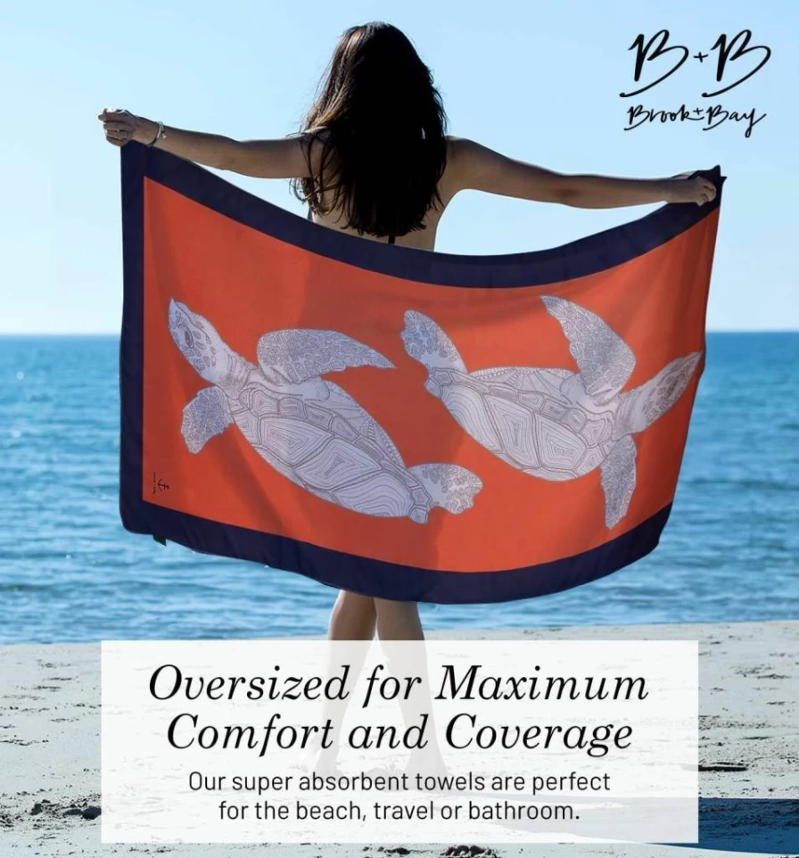 Brook + Bay Sandproof Beach Towel - Oversized 35"x78" Lightweight, Compact, Quick-Dry with Mandala Design - Perfect for Travel & Beach