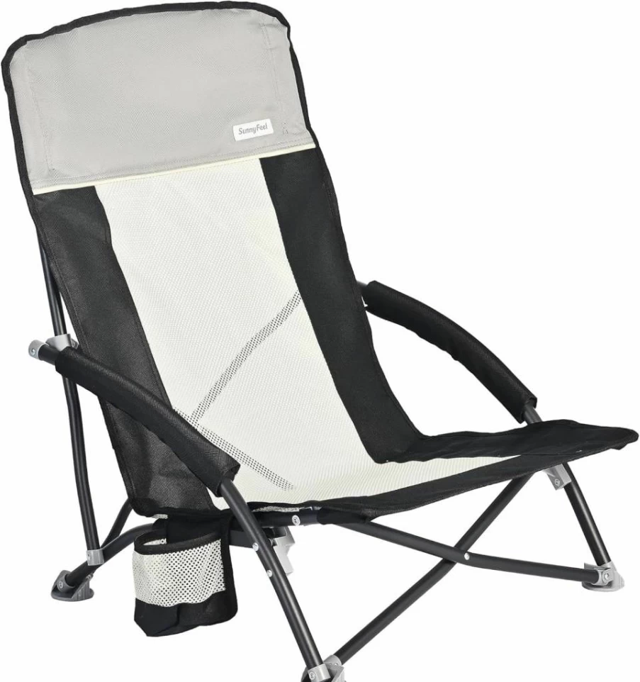 SUNNYFEEL 2-Pack Portable Folding Camping Chairs with Cup Holder & Carry Bag, Heavy Duty Beach Lawn Chairs for Adults Supports 300lbs, Compact for Outdoor Picnic Fishing Backpacking
