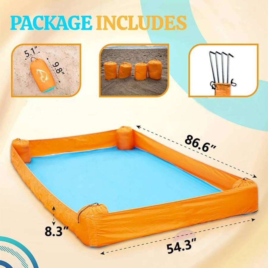 Wind Tour Oversized Sand Proof Beach Mat - Waterproof Camping & Picnic Tarp with 4-Sided Fence, Portable Outdoor Travel Mat for Family