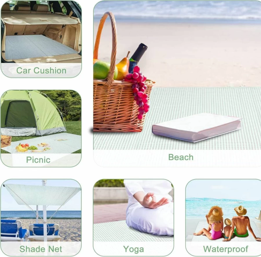 80x80 Inch Waterproof Picnic Blanket for Outdoor, Beach & Camping – Extra Large Foldable Gingham Mat – Generic Brand
