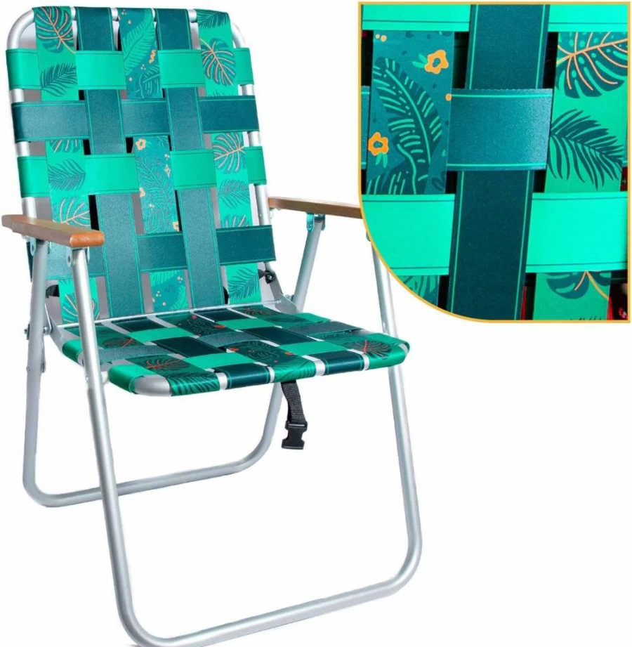 Moku Beach Co Premium Foldable Reclining Backpack Beach Chair with Webbed Aluminum Frame & Jungala Print - Portable Lightweight for Outdoor Travel