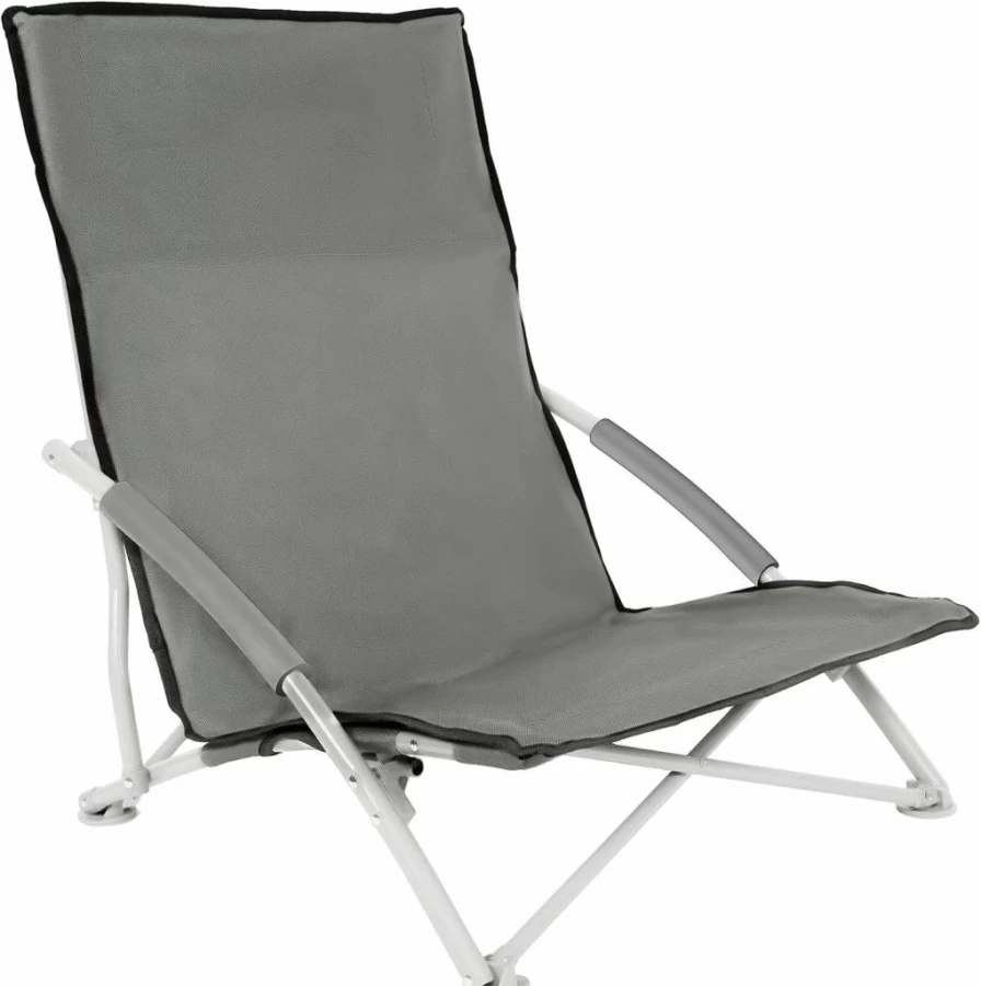 YSSOA Lightweight Portable Folding Chair for Adults - Grey Low Profile Beach Camping Chair with Carry Bag, Perfect for Outdoor Travel, Picnic, BBQ (1-Pack)