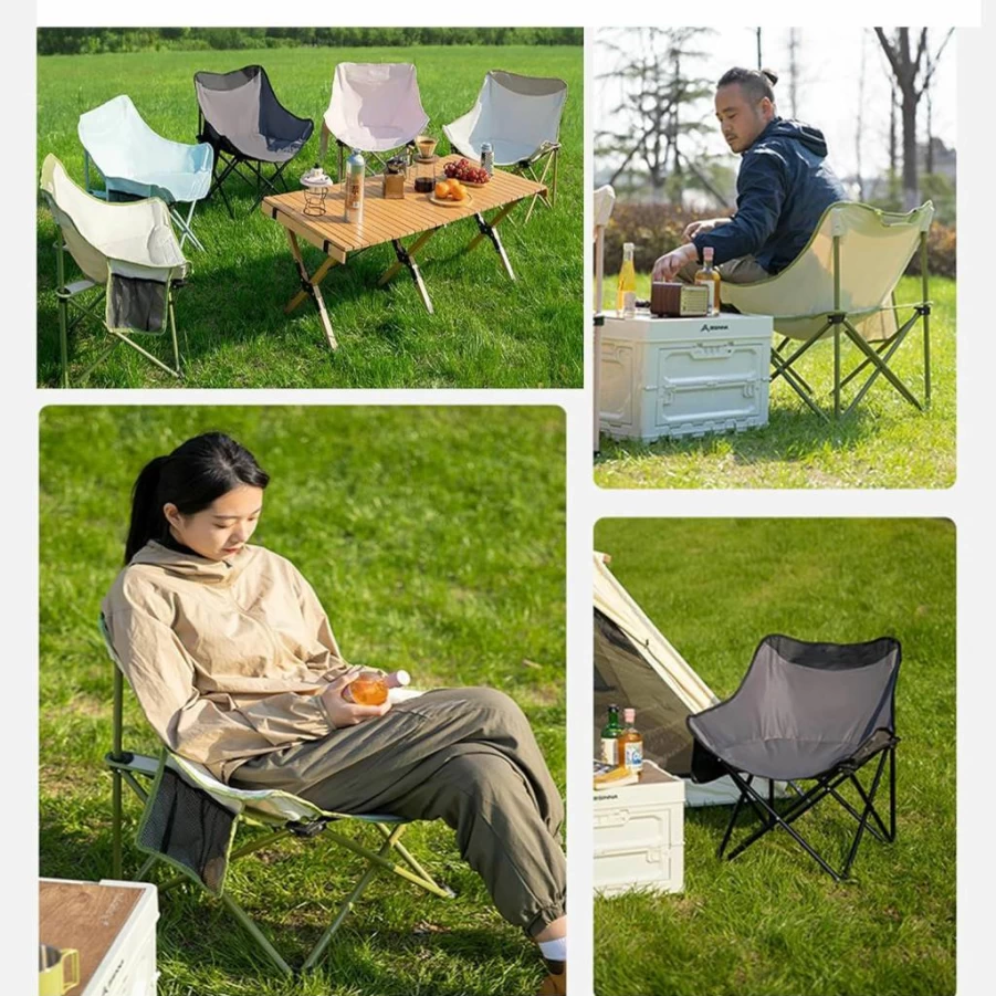 Walkervo Portable Folding Recliner Camping Chair for Adults with Storage Bag - Lightweight Beach, Outdoor, Sports Lounge Chair for Camping and Tailgates