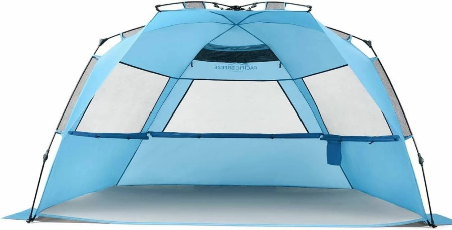 Pacific Breeze Products SPF 50+ Pop-Up Beach Tent – Easy Setup Sun Shelter for 4+ People