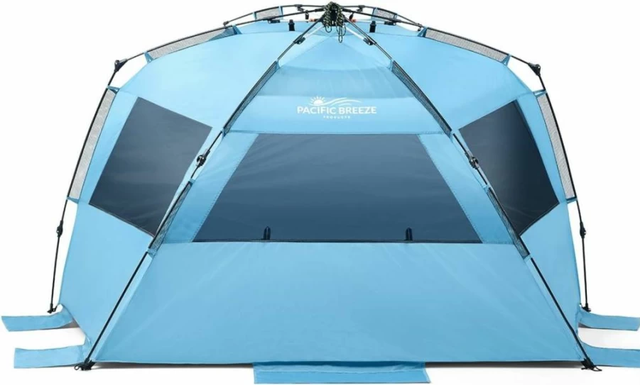 Pacific Breeze Products SPF 50+ Pop-Up Beach Tent – Easy Setup Sun Shelter for 4+ People