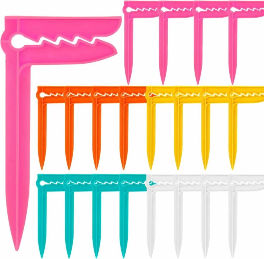 Honeydak 20-Pack Beach Towel Anchor Clips - Heavy Duty Plastic Sand Hooks for Outdoor Blankets, Camping, Picnic, and Gardening Accessories